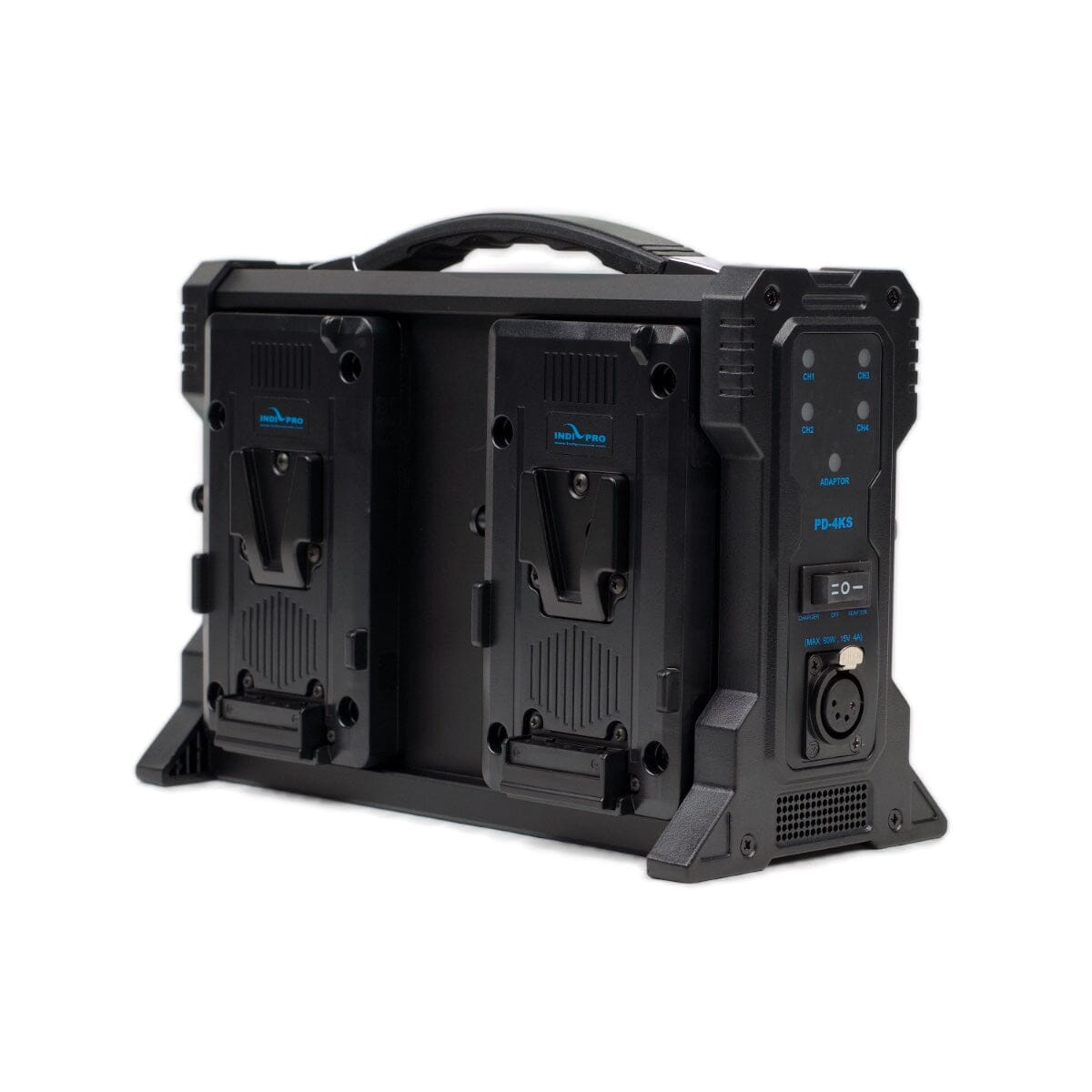 Indipro 4x Compact 95Wh V-Mount Li-Ion Batteries and Quad V-Mount Battery Charger Kit