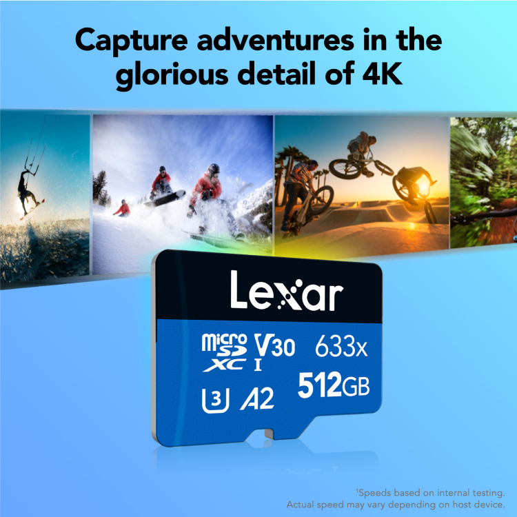 Lexar High-Performance 633x microSDXC UHS-I 512GB with SD Adapter — card front