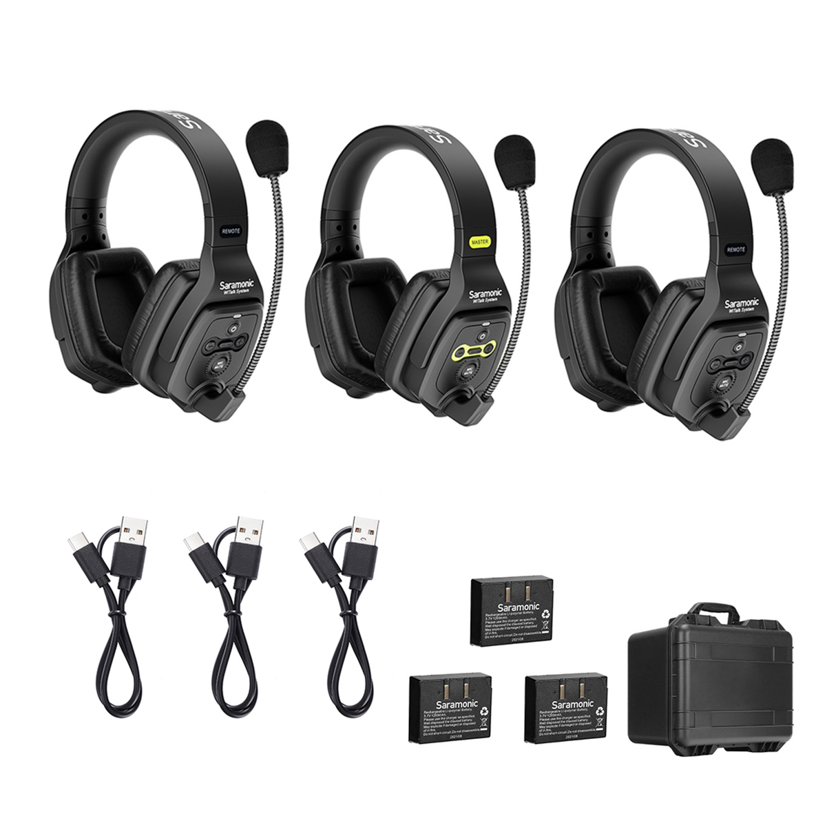 WiTalk-WT3D 3-Person Full-Duplex 1.9GHz Wireless Dual-Ear Headset Intercom System with Hard Case
