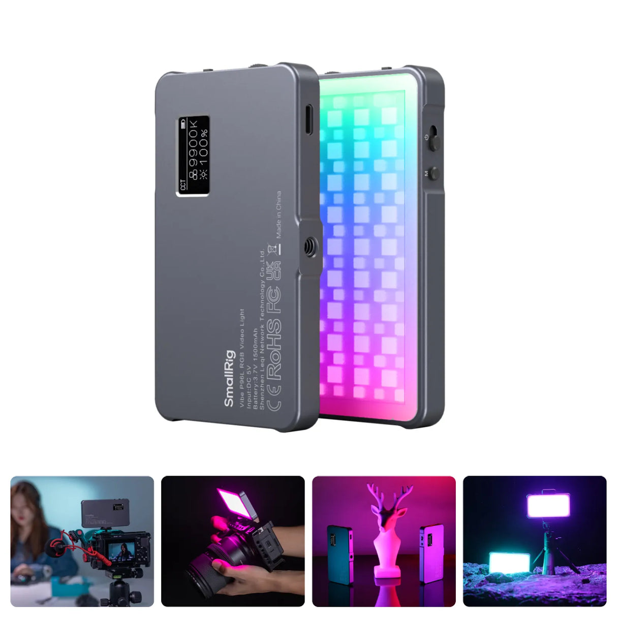 P96L RGBWW Video Light: Ultra-Thin 11mm, 2500K-8000K & CRI 96, 21 Scene Modes for Content Creators