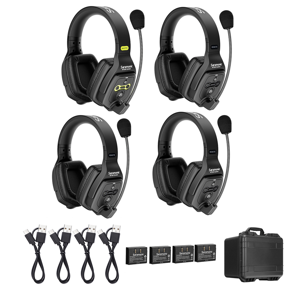 WiTalk-WT4D 4-Person Full-Duplex 1.9GHz Wireless Dual-Ear Headset Intercom System with Hard Case