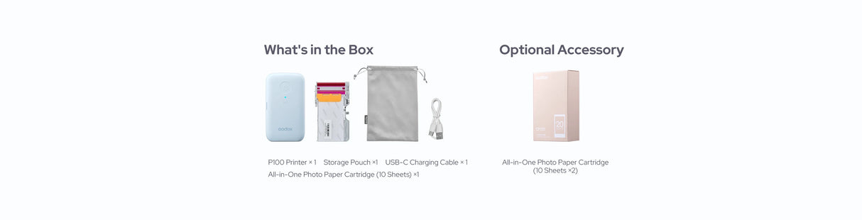 Godox P100 Portable Color Photo Printer — in the box