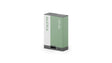 Tilta TLP-E17 950mAh camera battery in Ash Green, three-quarter view showing the USB-C input port on the front edge