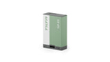 Tilta TLP-E17 950mAh camera battery in Ash Green, three-quarter view showing the USB-C input port on the front edge
