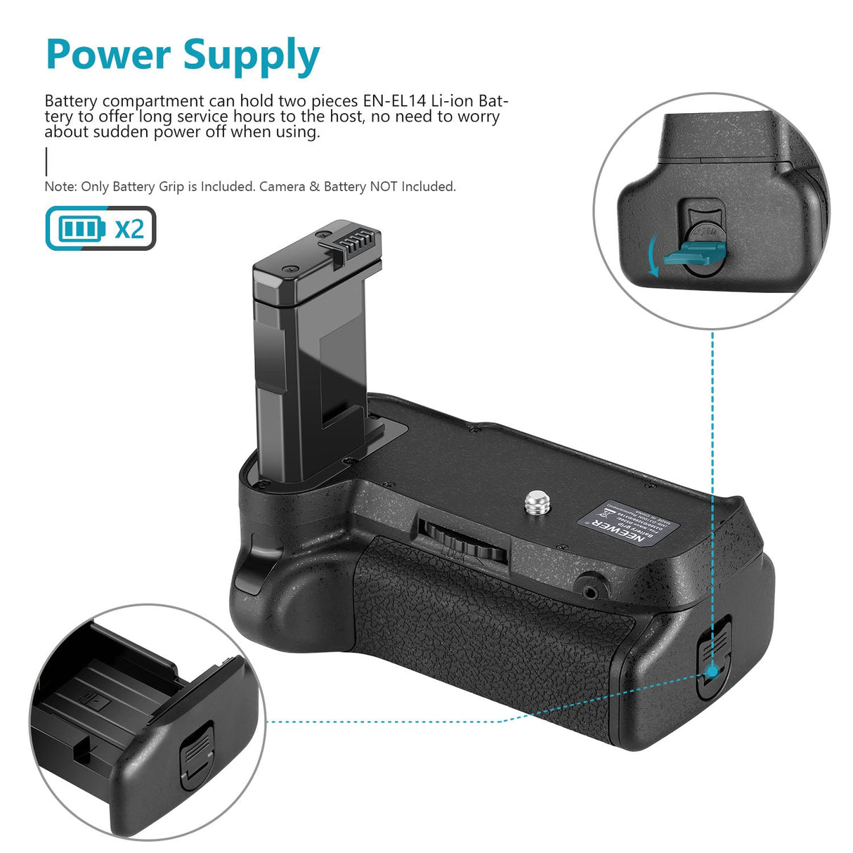 NEEWER BG-2F Battery Grip for Nikon D3100/D3200/D3300/D5300