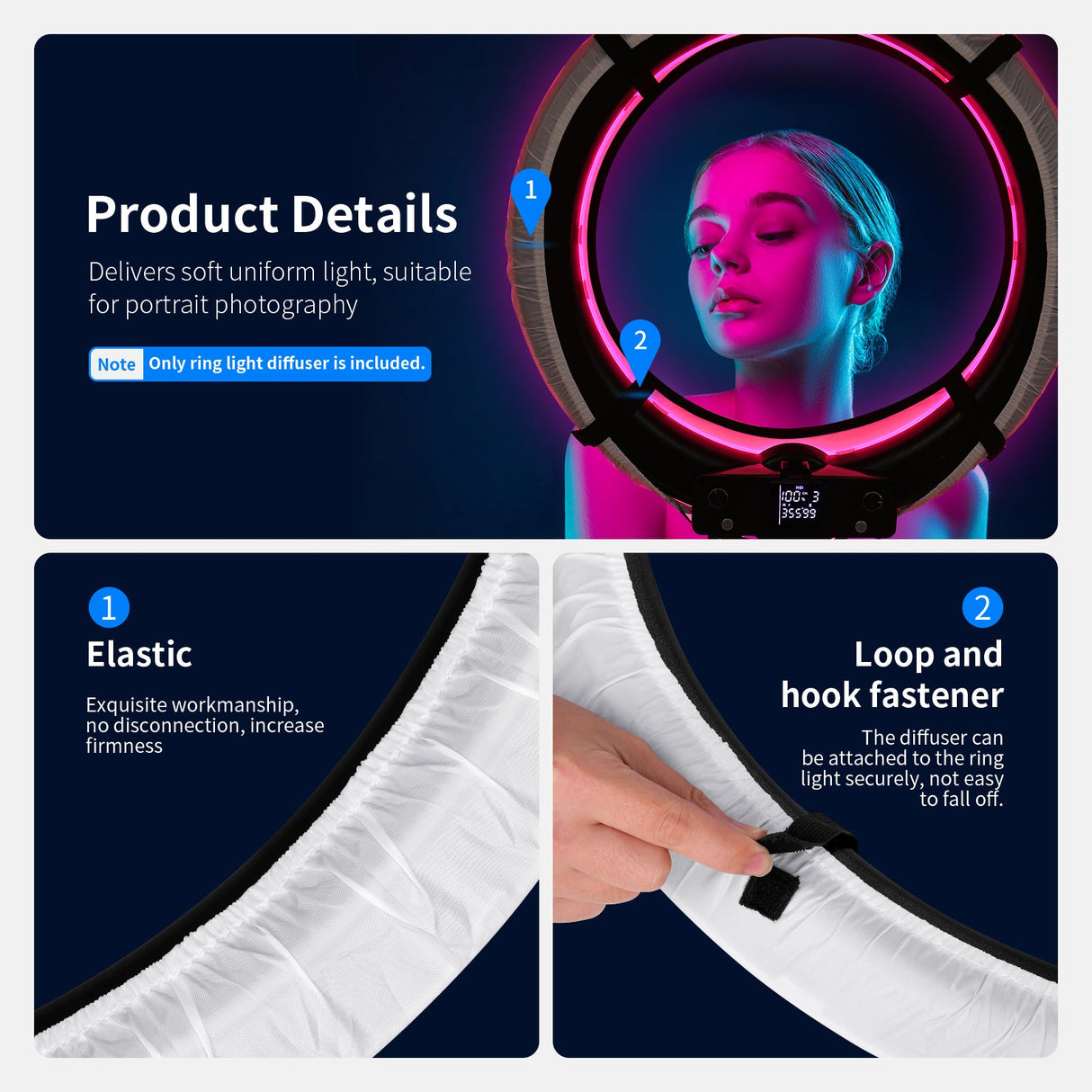 NEEWER NS18 18 Inch Collapsible Softbox Diffuser for Ring Lights