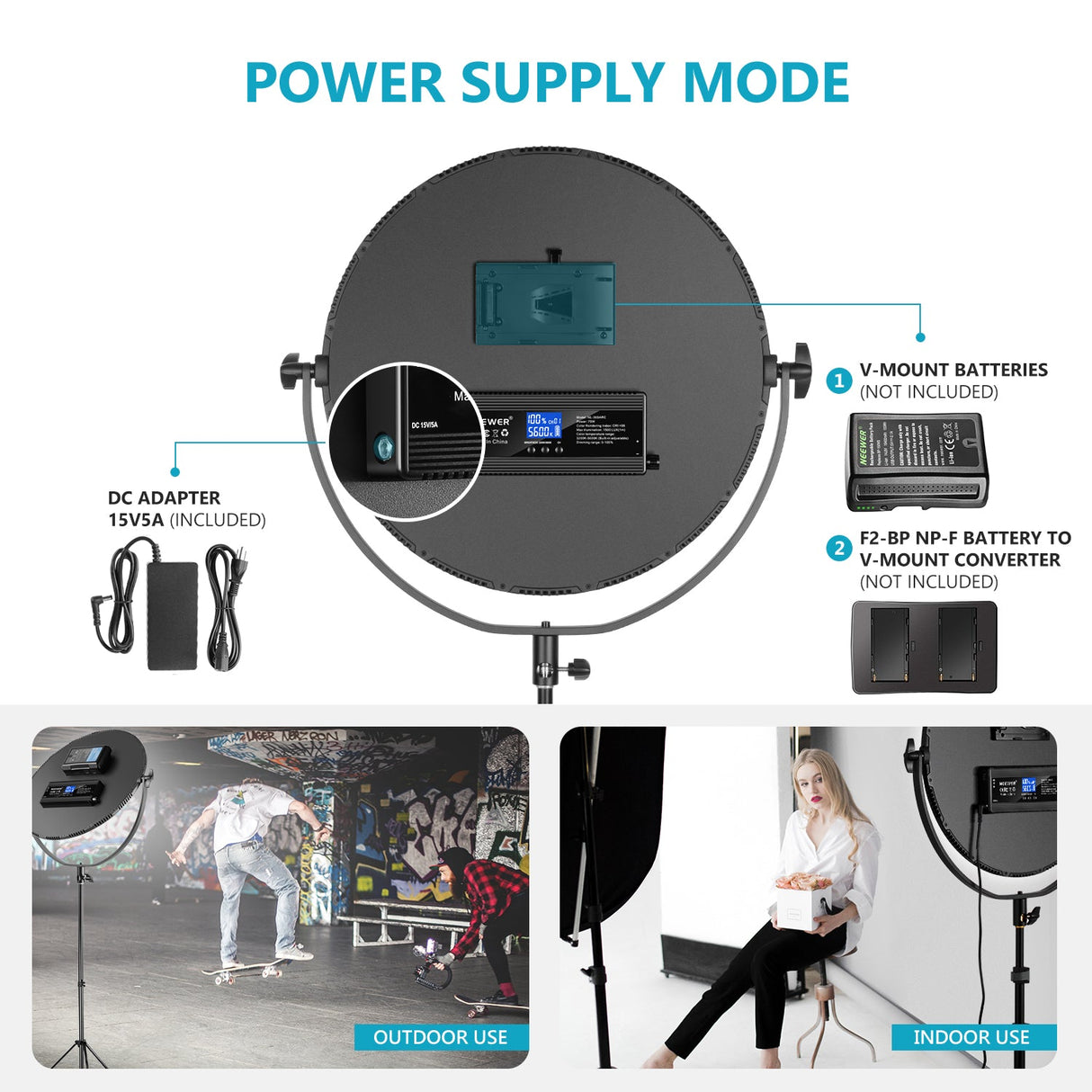 NEEWER NL-360ARC 18" 70W Ultra Thin Bi-Color Round LED Light