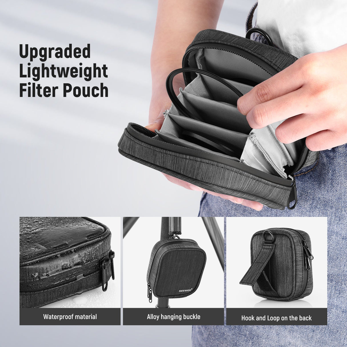 NEEWER 5-in-1 Magnetic Lens Filter Kit (1/4 Black Diffusion+GND8+ND8+ND64+Ring)