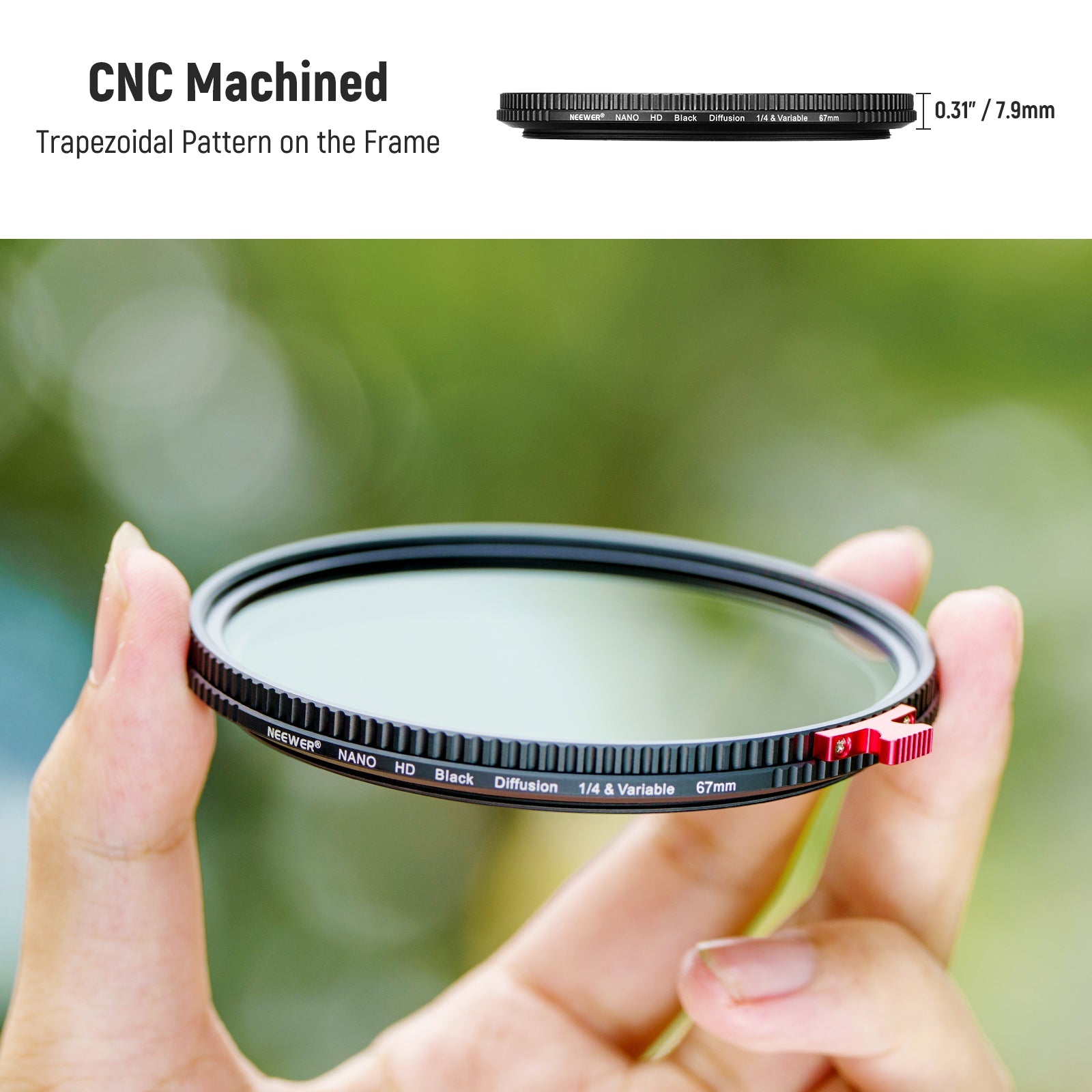 NEEWER 2 in 1 Black Diffusion 1/4 Effect with ND2-ND32 Variable ND