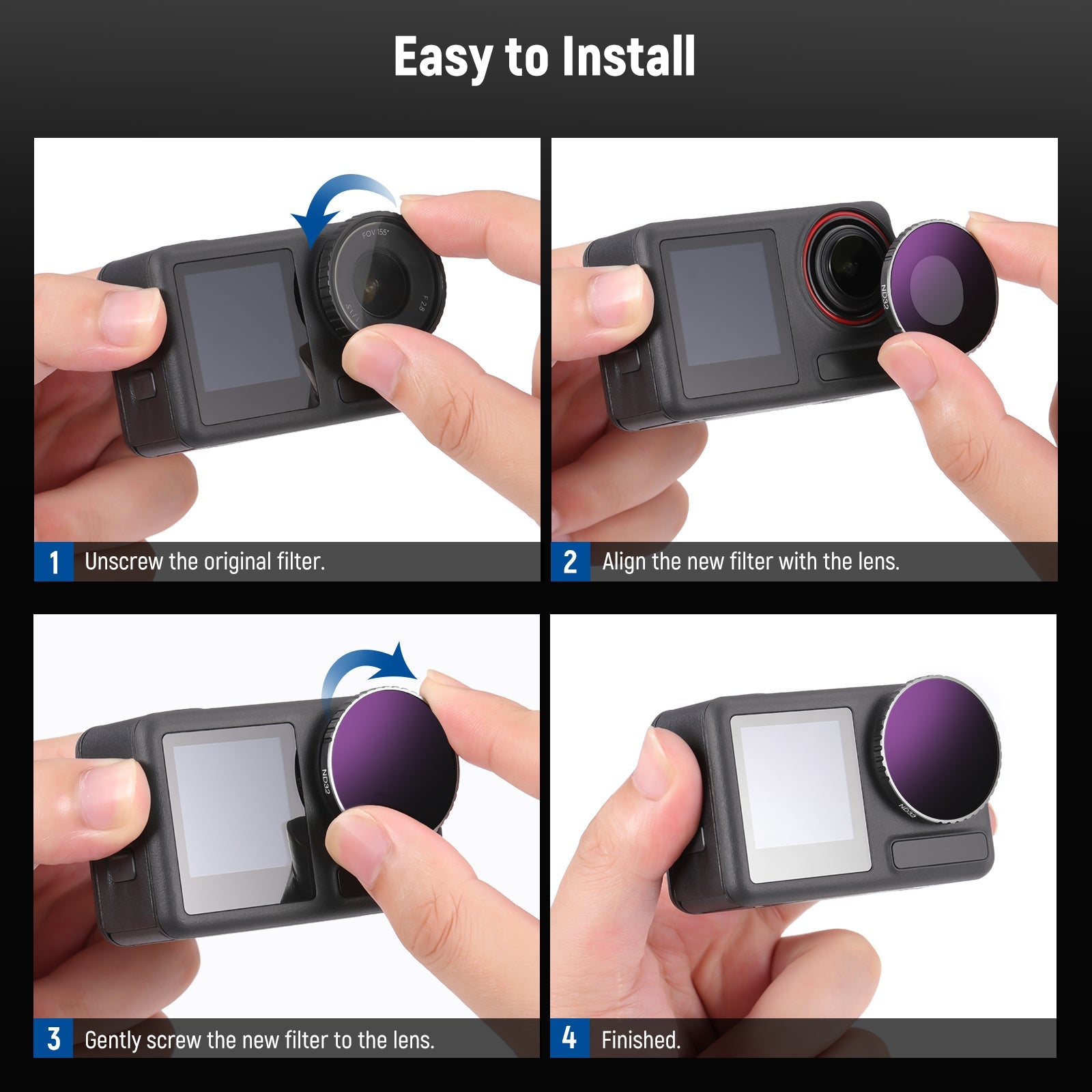 NEEWER 6 Pack ND Filter Set For DJI Osmo Action 4 – IMPULSE
