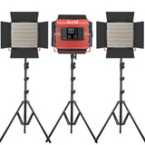 GVM RGB LED Studio Video Light Bi-Color Soft 3-Light Panel Kit