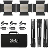 GVM RGB LED Studio Video Light Bi-Color Soft 3-Light Panel Kit