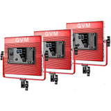 GVM RGB LED Studio Video Light Bi-Color Soft 3-Light Panel Kit