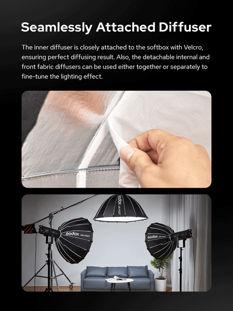 Godox QR-P60T parabolic softbox with diffusers