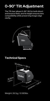 Godox TR riser 0–90° tilt and dimensions
