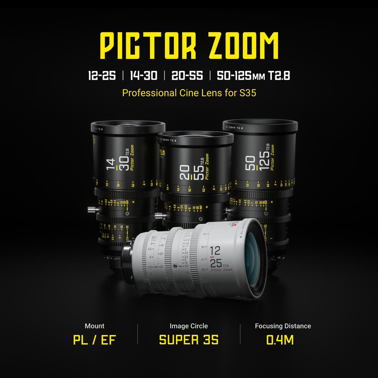 Pictor Zoom Cine Lens – 20–125mm, Constant T2.8, Low Focus Breathing, PL/EF Mount, Lightweight Professional Zoom for Film & Video
