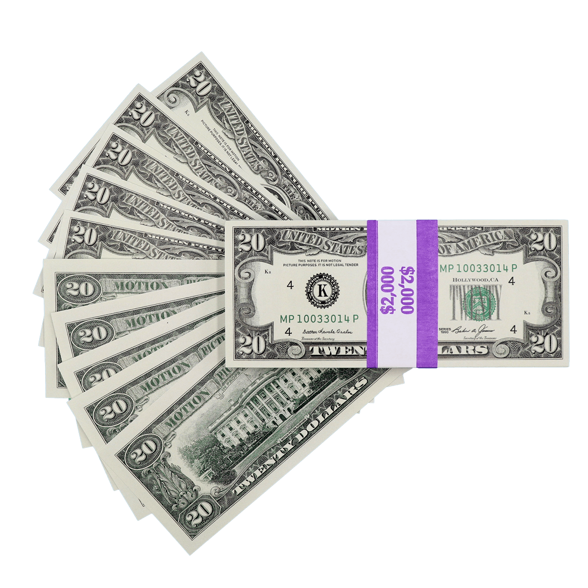 $2,000 Full Print 1990 Series Stack