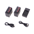 2x NP-F980 6600mAh Li-Ion Batteries & Single Charger & Cables Kit