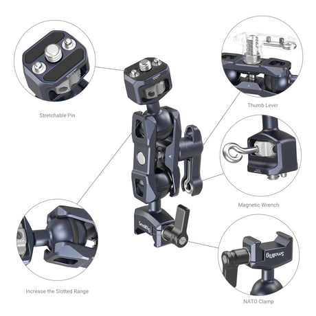 SmallRig Magic Arm with Dual Ball Heads (1/4”-20 Screw and NATO Clamp)