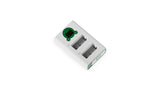 Tilta TBC-E17-FG LP-E17 dual charger in Forest Green, top-down angle showing the CH1 and CH2 battery level display