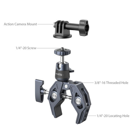 SmallRig Super Clamp with 360° Ball Head Mount for Action Cameras