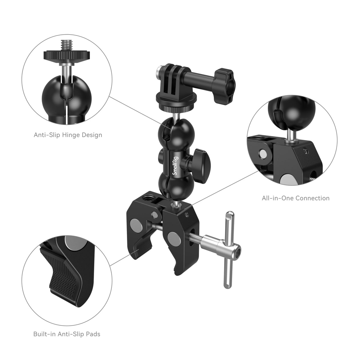 SmallRig Crab-Shaped Super Clamp with Ballhead Magic Arm