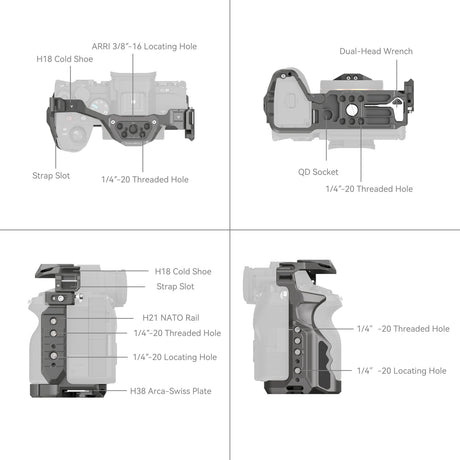 SmallRig HawkLock Quick Release Cage for Sony Alpha 7R V & Alpha 7 IV & Alpha 7S III & Alpha 1 & Alpha 7R IV