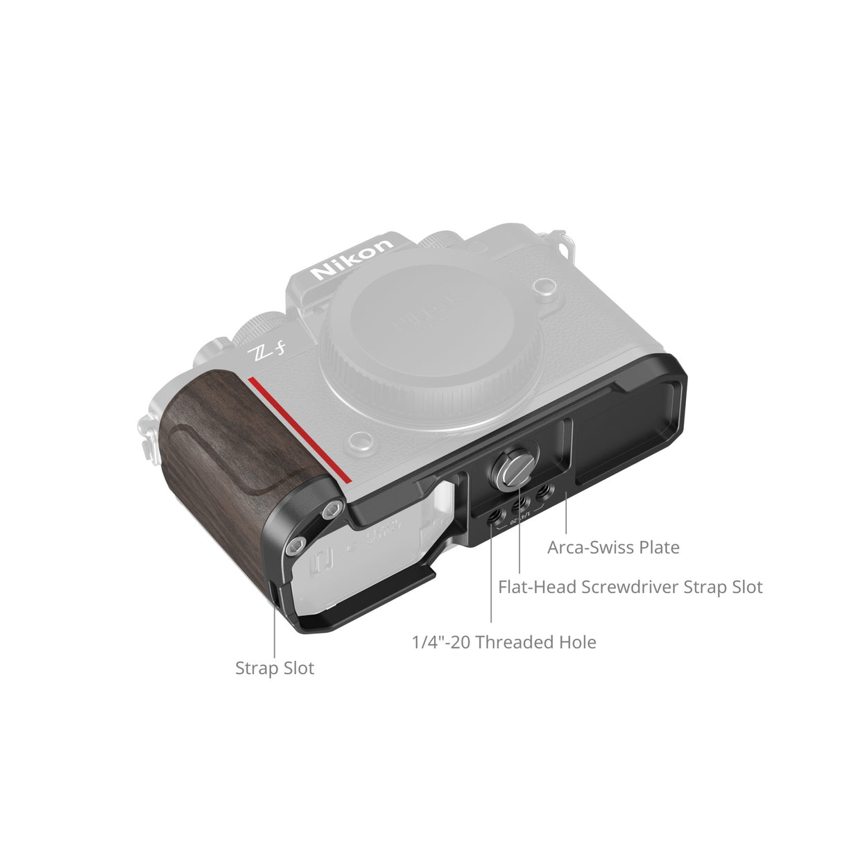 SmallRig L-Shape Mount Plate with Wooden Handle for Nikon Z f