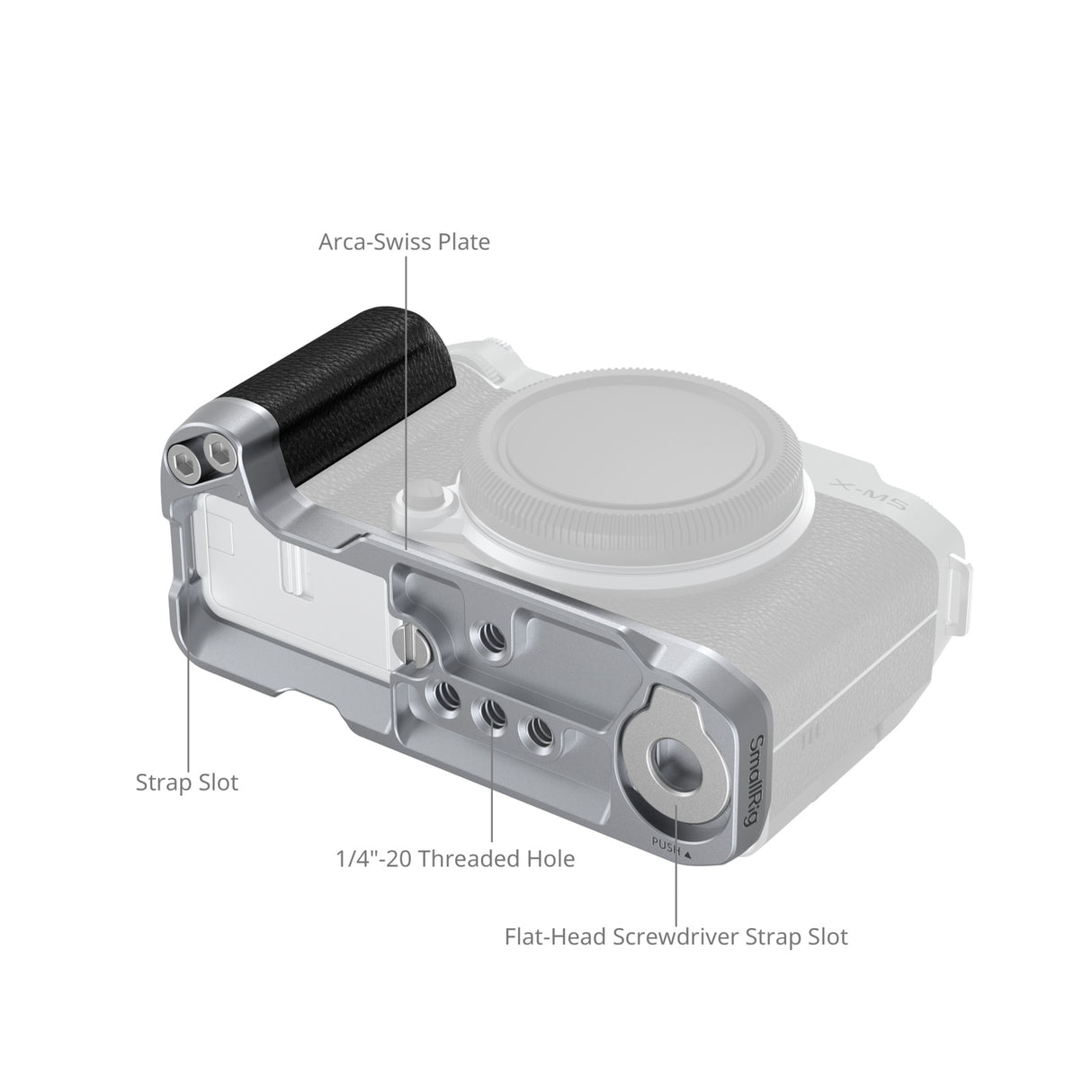 SmallRig L-Shape Mount Plate with Silicone Handle for FUJIFILM X-M5 (Silver)