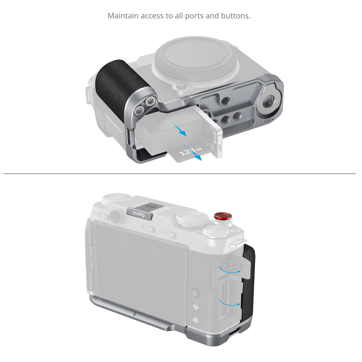 SmallRig L-Shape Mount Plate with Silicone Handle for FUJIFILM X-M5 (Silver)
