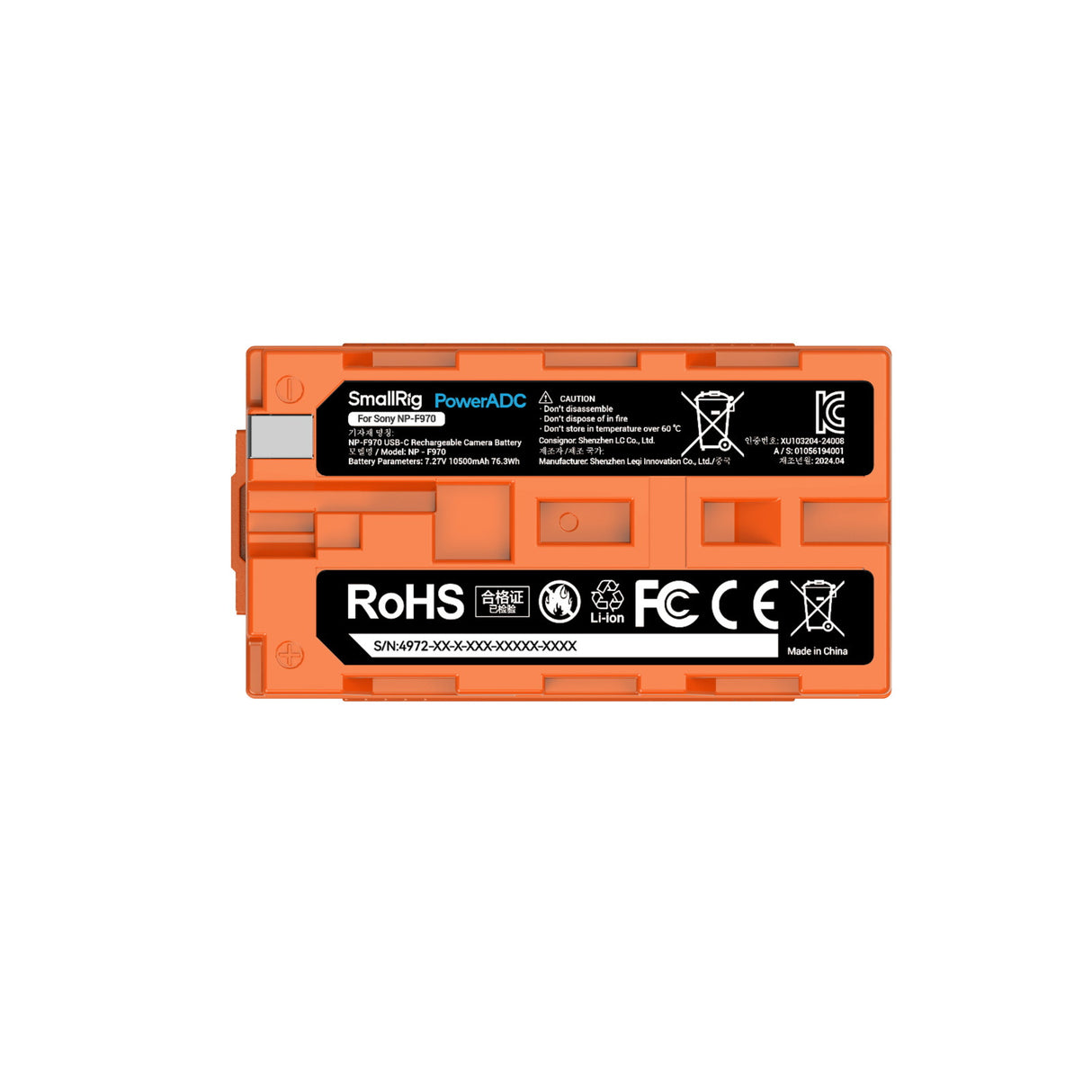 SmallRig NP-F970 USB-C Rechargeable Camera Battery (Orange) 4972