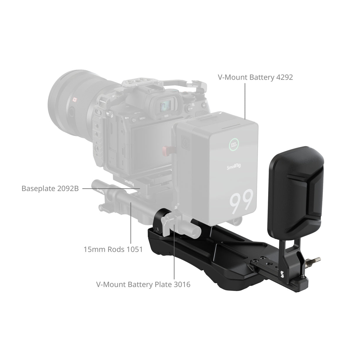 SmallRig Universal Shoulder Pad with 15mm Dual Rod Clamp 5153