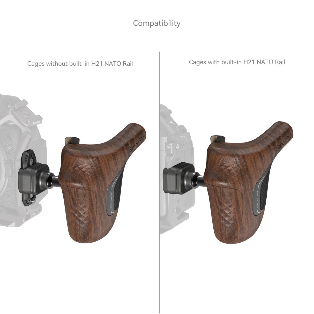 SmallRig "ImageGrip" Series Wooden Handle with NATO Clamp (Left Side)