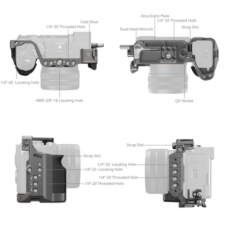 SmallRig “HawkLock” Quick Release Cage Kit with Silicone Handle for Sony Alpha 7C II / 7CR