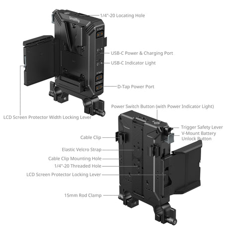 SmallRig V-Mount Battery Mount Plate Kit for 15mm LWS Rods 5226