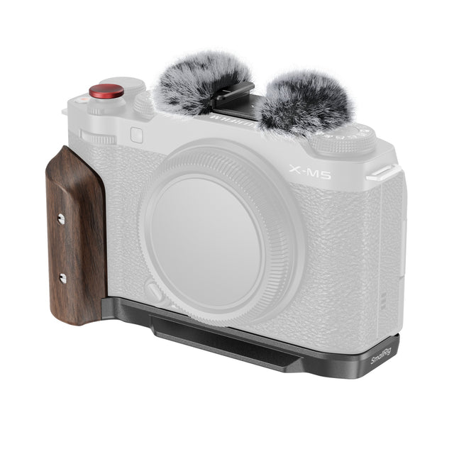 SmallRig L-Shape Mount Plate with Wooden Handle for FUJIFILM X-M5 (Black)