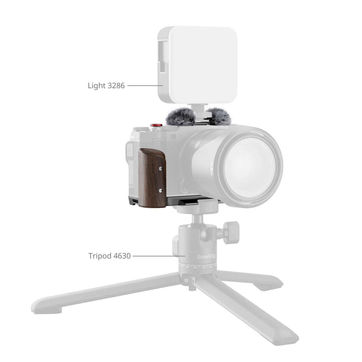 SmallRig L-Shape Mount Plate with Wooden Handle for FUJIFILM X-M5 (Black)