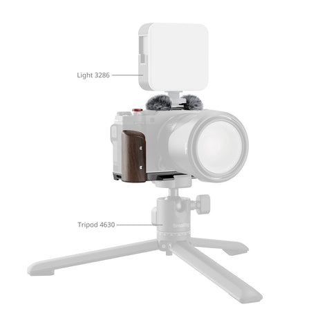 SmallRig L-Shape Mount Plate with Wooden Handle for FUJIFILM X-M5 (Black)