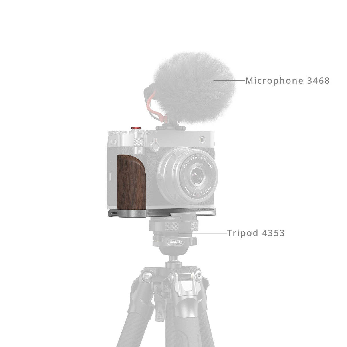 SmallRig L-Shape Mount Plate with Wooden Handle for FUJIFILM GFX100RF (Silver)