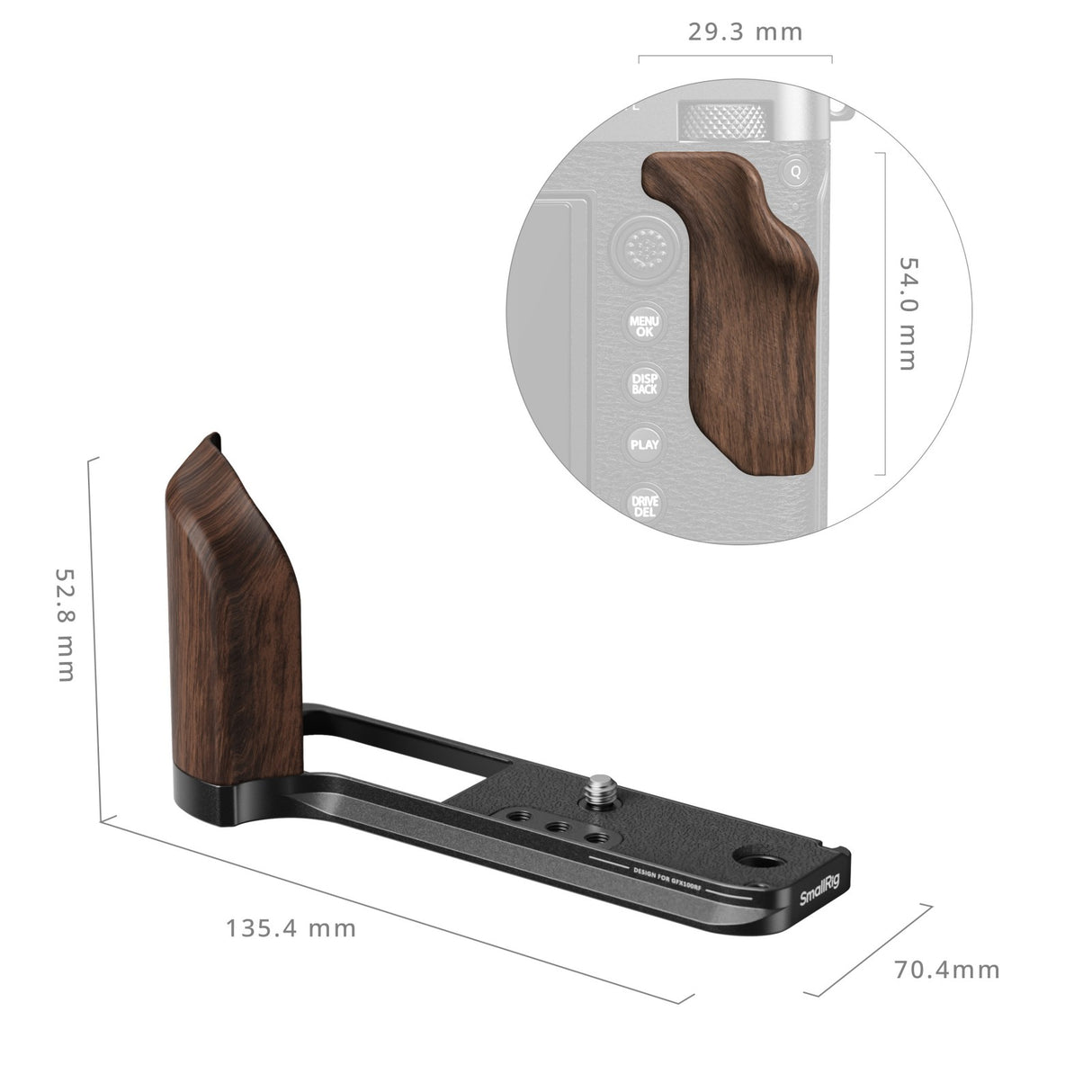 SmallRig L-Shape Mount Plate with Wooden Handle for FUJIFILM GFX100RF (Black)