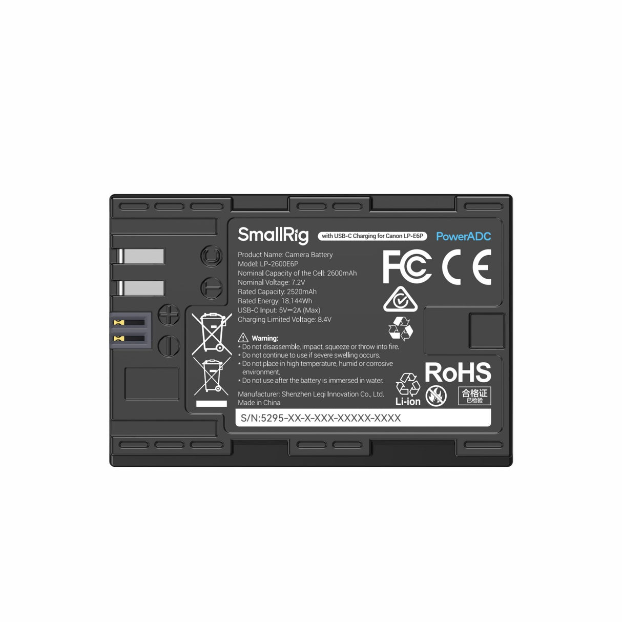 SmallRig Camera Battery with USB-C Charging for Canon LP-E6P 5295