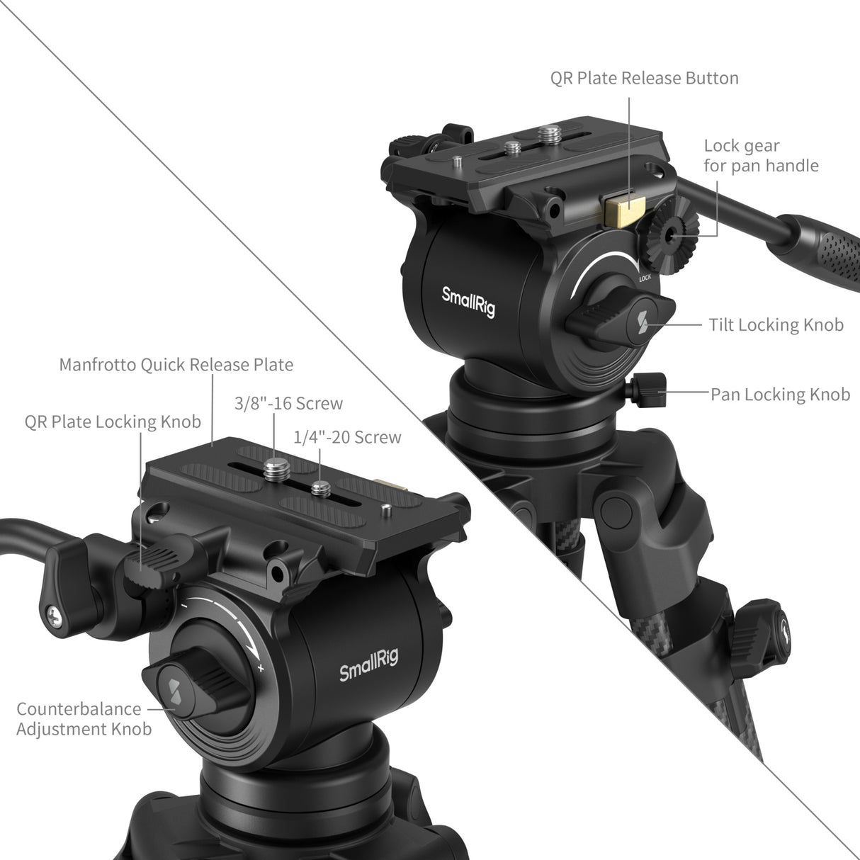 SmallRig AD14 Heavy-Duty Carbon Fiber Tripod