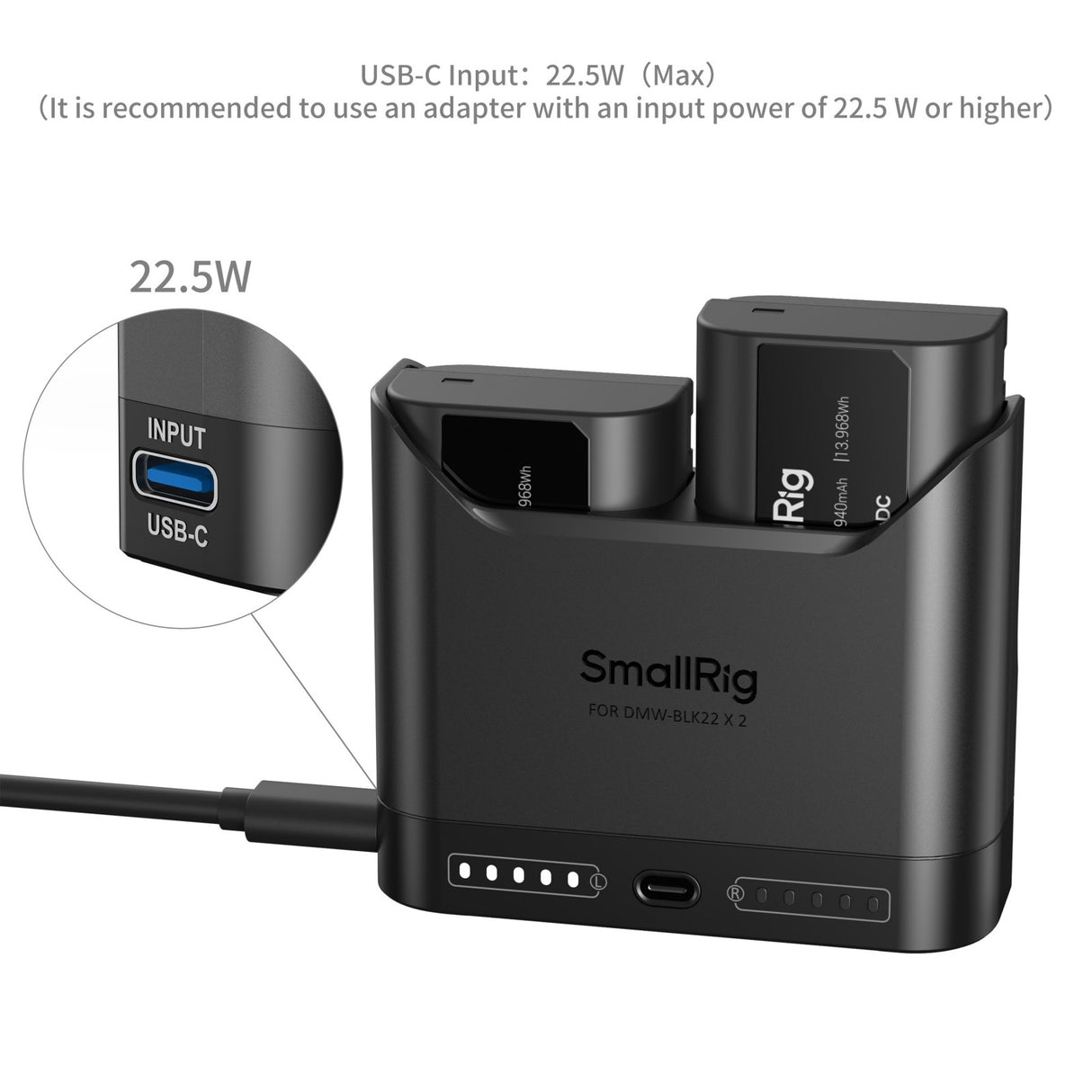 SmallRig Turbo Charging Kit for DMW-BLK22 Camera Batteries