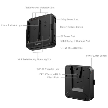 SmallRig Adapter Plate for NP-F Type Batteries (Supports UPS) 5536