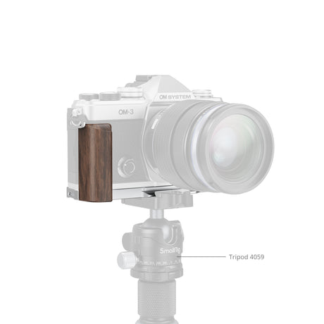 SmallRig L-Shaped Mount Plate with Wooden Handle for OM SYSTEM OM-3