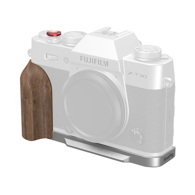 SmallRig L-Shaped Mount Plate with Wooden Handle for FUJIFILM X-T30 & X-T30 II & X-T30 III (Silver)