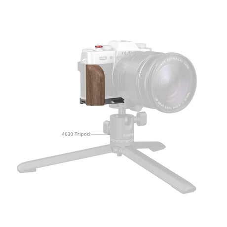 SmallRig L-Shaped Mount Plate with Wooden Handle for FUJIFILM X-T30 & X-T30 II & X-T30 III (Silver)