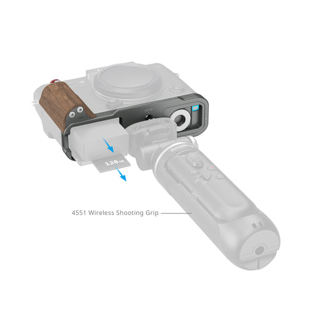 SmallRig L-Shaped Mount Plate with Wooden Handle for FUJIFILM X-T30 & X-T30 II & X-T30 III (Charcoal Silver)