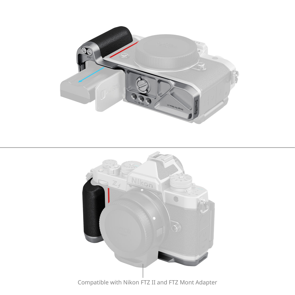 SmallRig L-Shaped Mount Plate with Silicone Handle for Nikon Z f (Silver)