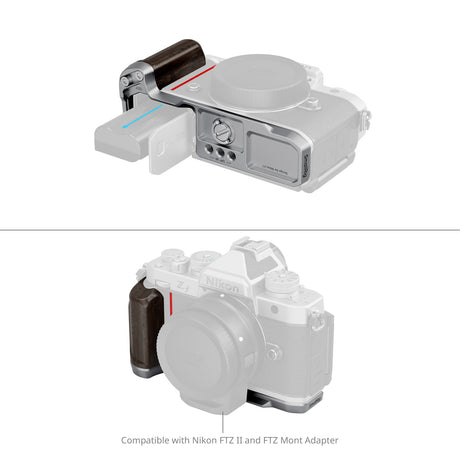 SmallRig L-Shaped Mount Plate with Wooden Handle for Nikon Z f (Silver)